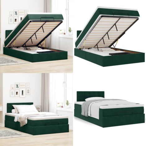 Struttura Letto Pouf con Materasso 120x200 cm Velluto - Materasso a molle insacchettate - Letto con stoccaggio