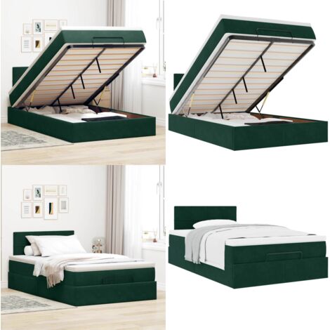 Struttura Letto Pouf con Materasso 120x200 cm Velluto - Materasso a molle insacchettate - Letto con stoccaggio