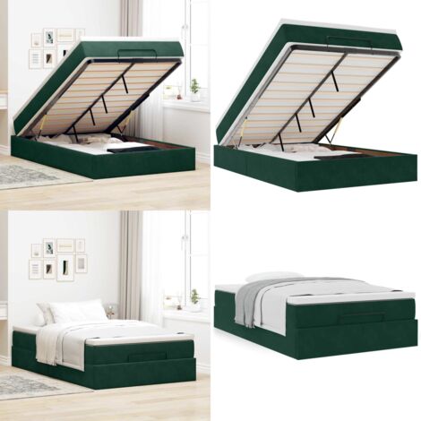 Struttura Letto Pouf con Materasso 120x200 cm Velluto - Materasso a molle insacchettate - Letto con vano portaoggetti