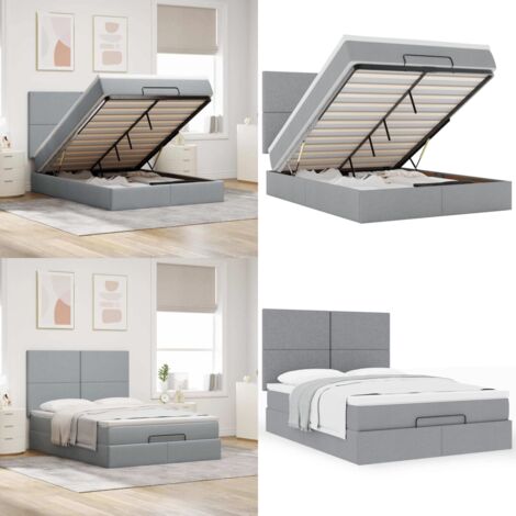 Struttura Letto Pouf con Materasso 140x200 cm in Tessuto - Materasso a molle insacchettate - Letto con stoccaggio