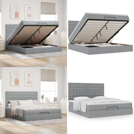 Struttura Letto Pouf con Materasso 160x200 cm in Tessuto - Materasso a molle insacchettate - Letto con stoccaggio
