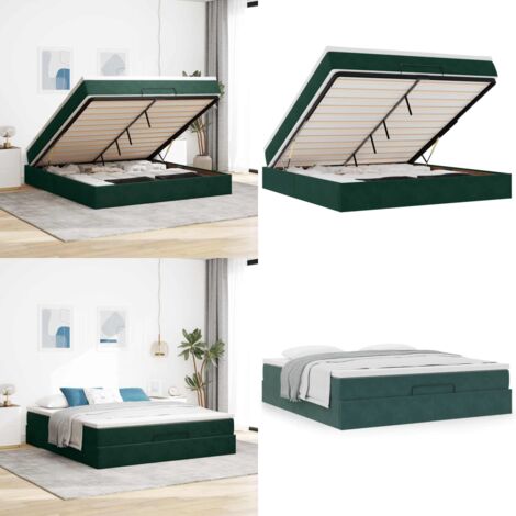 Struttura Letto Pouf con Materasso 160x200 cm in Velluto - Materasso a molle insacchettate - Letto con spazio sotto