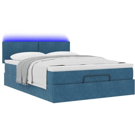 Struttura Letto Pouf con Materasso Blu 140x200cm in Velluto vidaXL