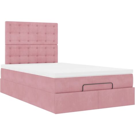 Struttura Letto Pouf con Materasso Rosa 120x200 cm Velluto vidaXL