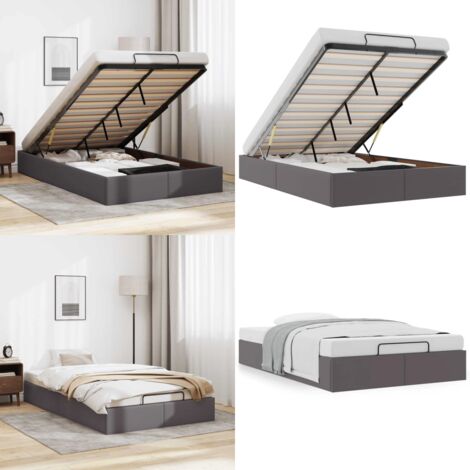 Struttura Letto Pouf senza Materasso 120x200 cm Similpelle - Struttura letto - Stoccaggio sotto il letto