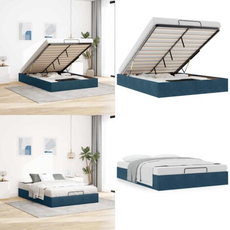 Struttura Letto Pouf senza Materasso 140x190 cm in Velluto - Struttura letto - Stoccaggio sotto il letto