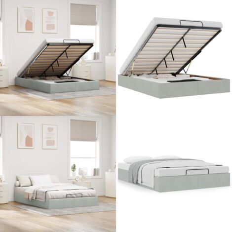 Struttura Letto Pouf senza Materasso 140x200 cm in Velluto - Struttura letto - Stoccaggio sotto il letto