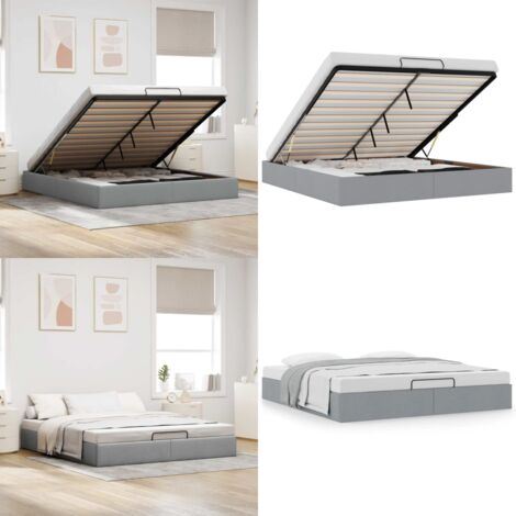 Struttura Letto Pouf senza Materasso 160x200 cm in Tessuto - Struttura letto - Stoccaggio sotto il letto