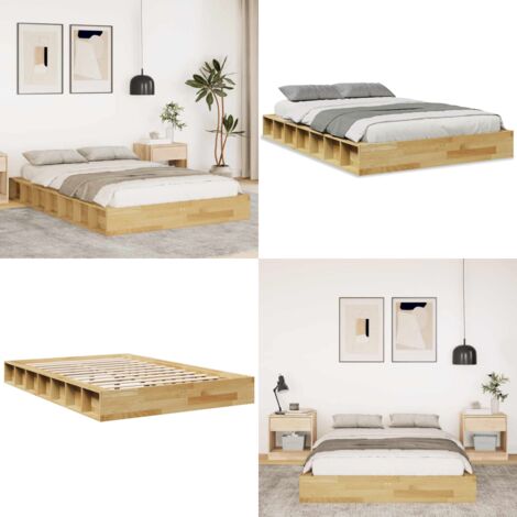 Struttura Letto Senza Materasso 120x200 cm in Legno di Rovere - Struttura letto in legno - Letto con base a doghe