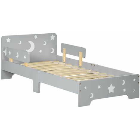 Struttura Letto Singolo per Bambini 143x76x49 cm con Motivi a Stelle e Luna in Pannelli di MDF e Truciolato Grigio