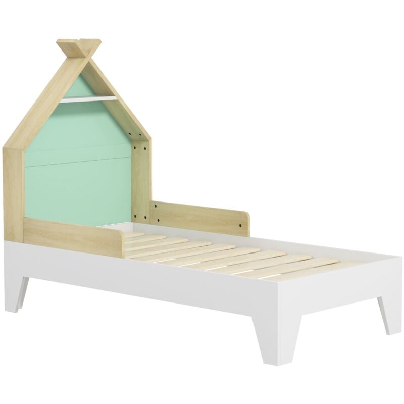 Struttura Letto Singolo per Bambini 144x74x110 cm Casetta con Sponde in Legno Verde