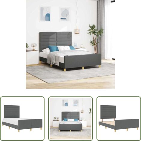 Struttura letto -  Struttura del letto Grigio scuro 160 x 200 cm Tessuto