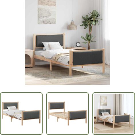 Struttura letto -  Struttura del letto Grigio scuro 90 x 190 cm Tessuto