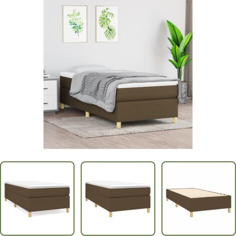 Struttura letto -  Struttura Letto a Rete a Molle Marrone Scuro 80x200 cm Tessuto