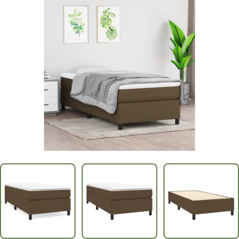 Struttura letto -  Struttura Letto a Rete a Molle Marrone Scuro 90x190 cm Tessuto