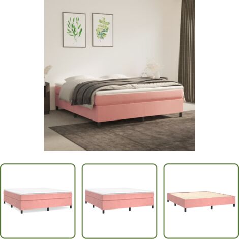 Struttura letto -  Struttura Letto a Rete a Molle Rosa 180x200 cm in Velluto