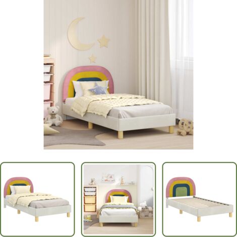 Struttura letto -  Struttura letto bambini con testata Crema 80 x 160 cm Velluto