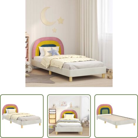Struttura letto -  Struttura letto bambini con testata Crema 90 x 200 cm Velluto