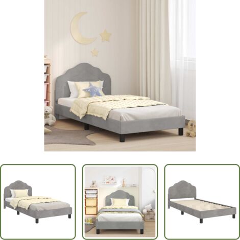 Struttura letto -  Struttura letto bambini con testata Grigio chiaro 80 x 200 cm