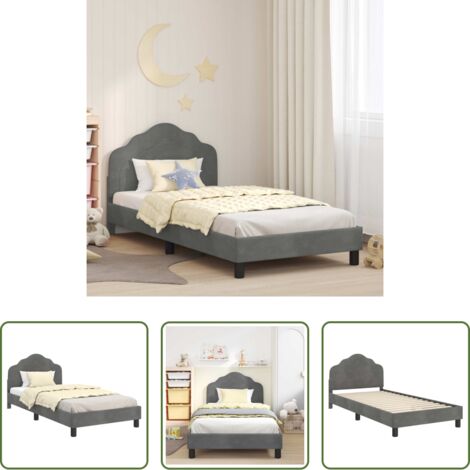 Struttura letto -  Struttura letto bambini con testata Grigio scuro 90 x 200 cm