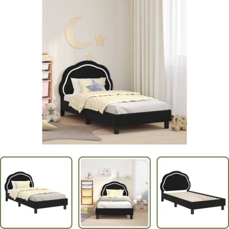 Struttura letto -  Struttura letto bambini con testata Nero 80 x 160 cm Velluto