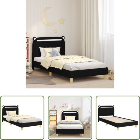 Struttura letto -  Struttura letto bambini con testata Nero 90 x 190 cm Tessuto