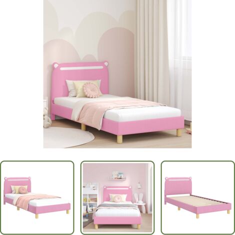 Struttura letto -  Struttura letto bambini con testata Rosa 80 x 200 cm Tessuto