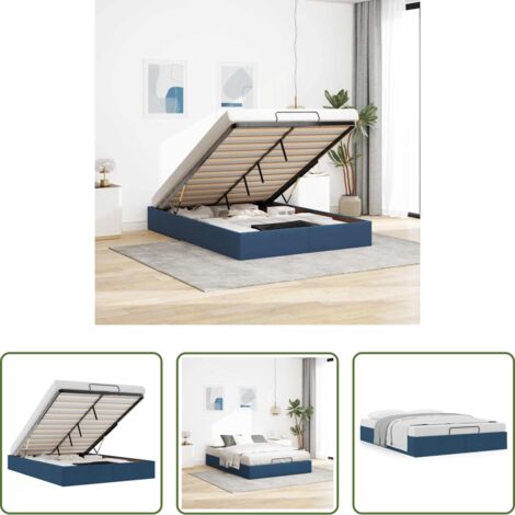 Struttura letto -  Struttura Letto Pouf senza Materasso Blu 140x190 cm in Tessuto