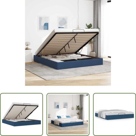 Struttura letto -  Struttura Letto Pouf senza Materasso Blu 180x200cm in Tessuto