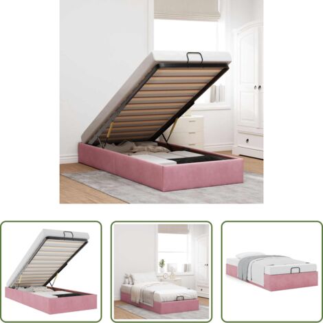 Struttura letto -  Struttura Letto Pouf Senza Materasso Rosa 80x200 cm Velluto