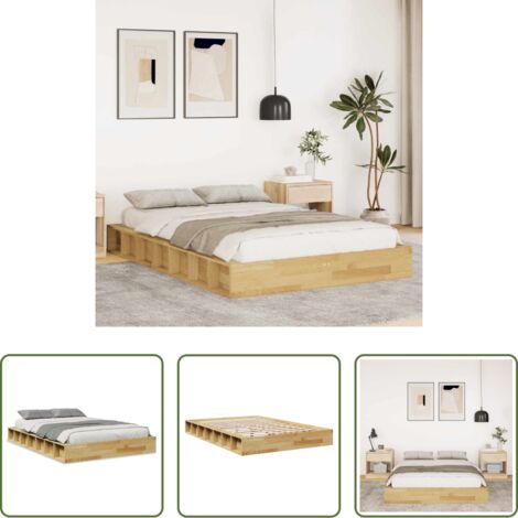 Struttura letto -  Struttura Letto Senza Materasso 120x200 cm in Legno di Rovere