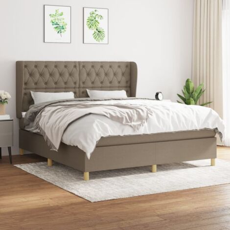 Struttura Letto,Letto per adulti,Giroletto a Molle con Materasso Tortora 160x200 cm in Tessuto -DT54456