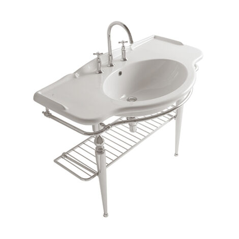 Struttura Paestum terra in ottone con lavabo cm. 110x60 bianco