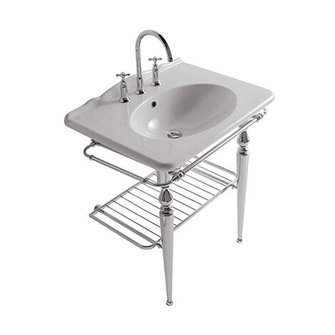 Struttura Paestum terra in ottone con lavabo cm. 75x55 bianco