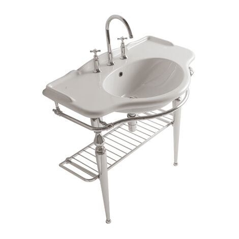 Struttura Paestum terra in ottone con lavabo cm. 90x56 bianco