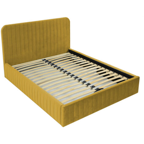 Stuart - lit coffre - 180x200 cm - sommier inclus - en velours - jaune