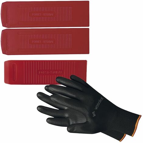 Stubai Forstkeil Forst Zubehör Wald - 2x Fällkeil 180x65mm + 1x Nachsetzkeil 200mm aus schlagfestem Kunststoff rot