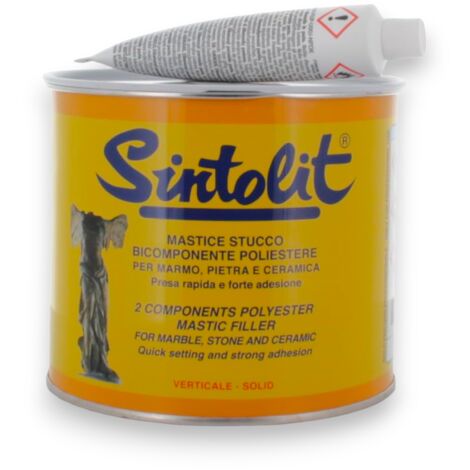 Stucco bianco in barattolo 750 ml con tubetto di indurente per marmo e ceramica SINTOLIT