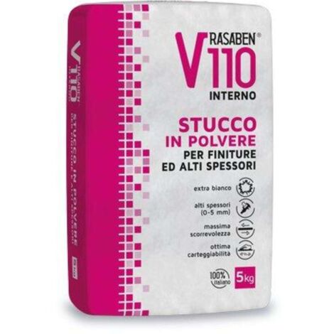 STUCCO POLVERE INTERNO V110 K2 RASABEN - KG 5 ALTI SPESSORI - 4 pezzi