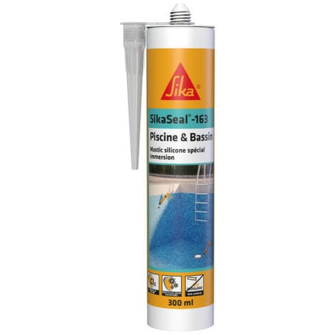 SIKASIL POOL SIGILLANTE SILICONICO PER PISCINE E AREE PERMANENTEMENTE  BAGNATE CARTUCCIA DA 300ML - COLORE BIANCO - SIKA