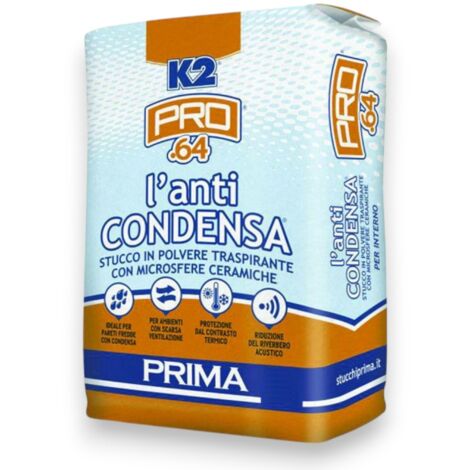 Stucco traspirante in polvere con microsfere ceramiche anticondensa per isolamento termico e acustico interno kg 4