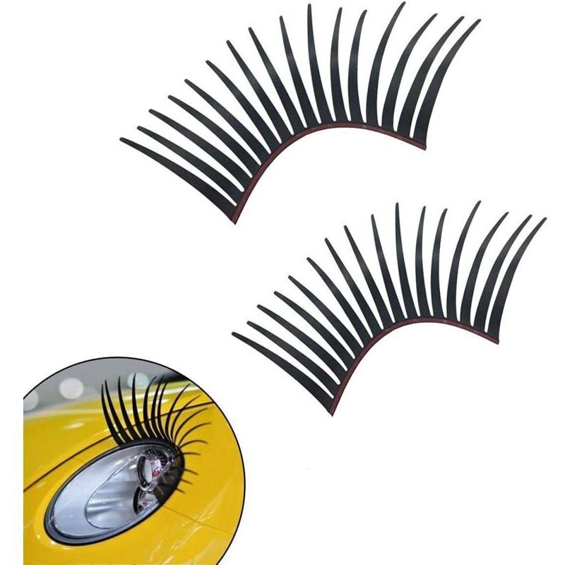 Image of KZQ - Stück 3D Universal Wimpern für Auto dekorative Augenbrauen für Frontscheinwerfer schwarz