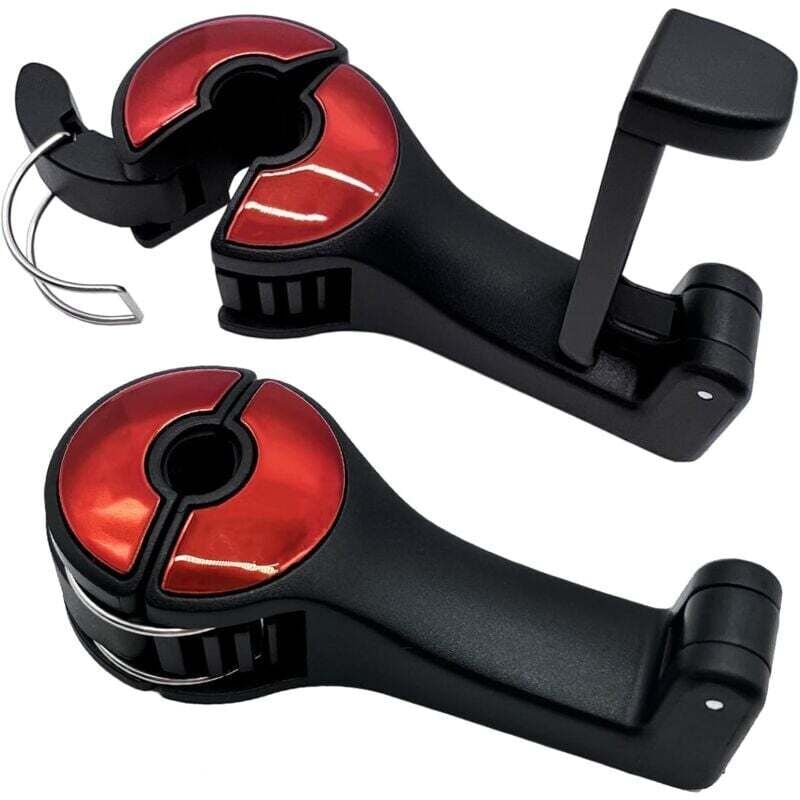 Image of Stück Auto-Kopfstützenhaken, Auto-Aufbewahrungshaken, zum Aufhängen von Kleidung, Handtaschen (rot)