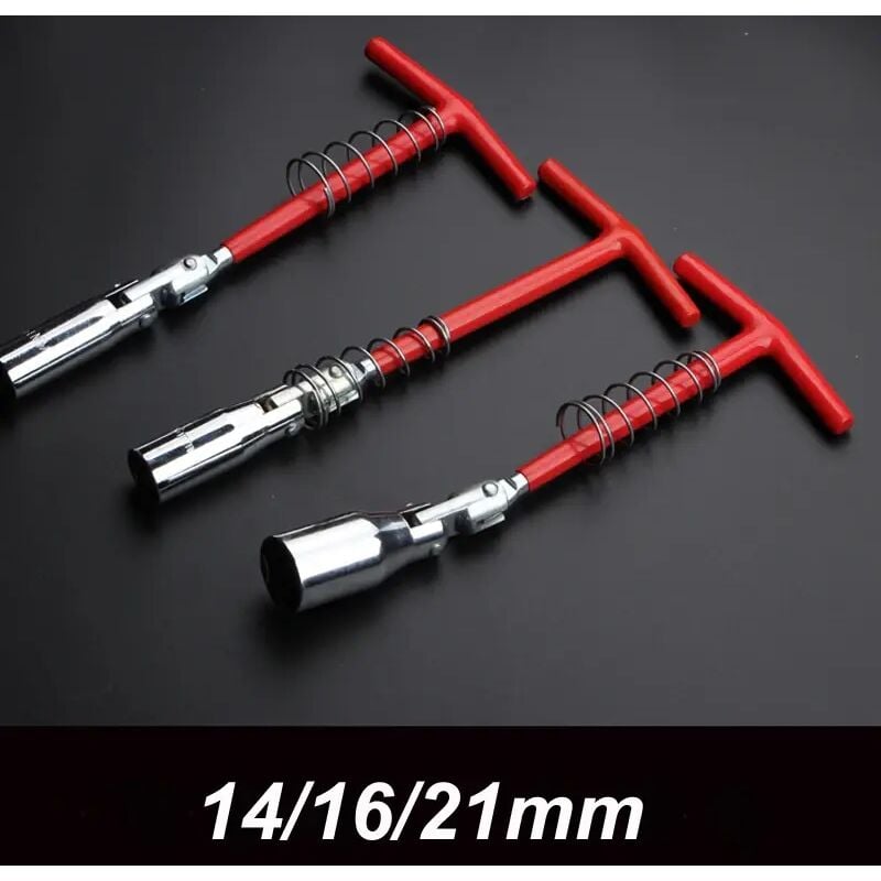Image of Stück Universal Dual Zweck Zündkerzenschlüssel T-Griff Zündkerzenschlüssel mit Scharnier 14/16/21mm