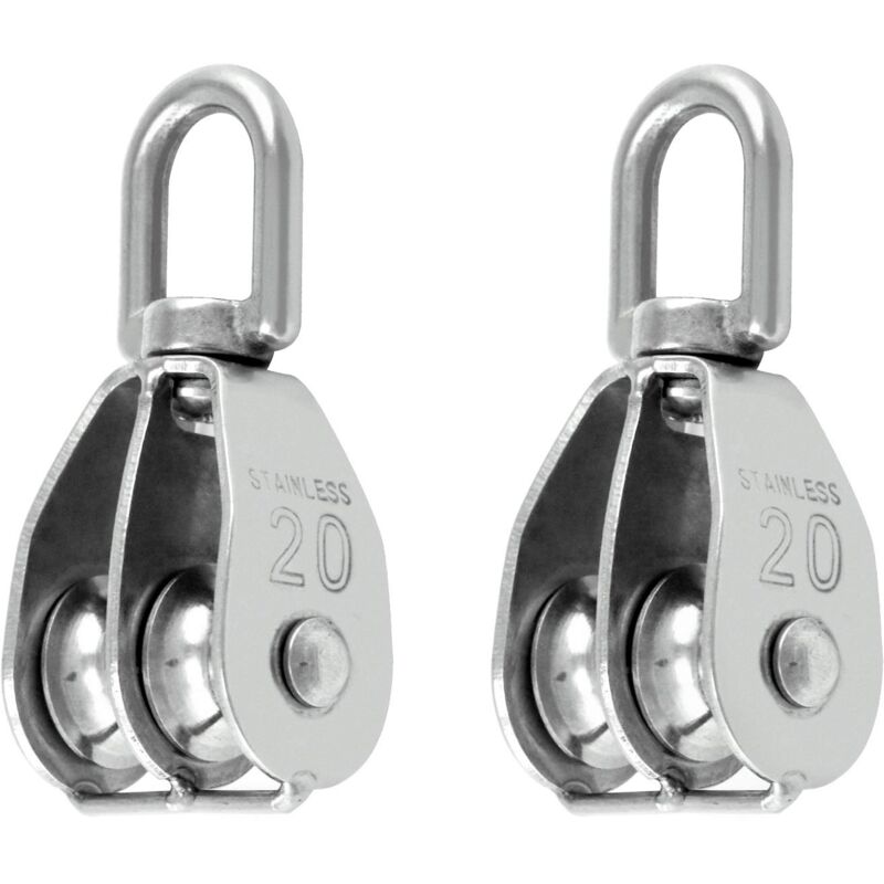 Image of Linghhang - stücke M20 304 Edelstahl Doppel Flaschenzug, Schwenkbare Doppel Heberolle