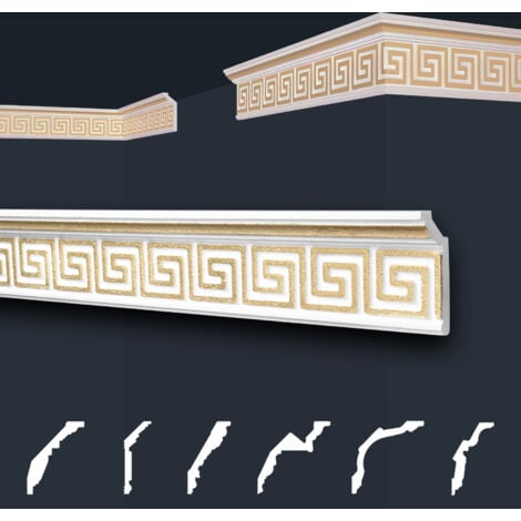 Stuckleisten gold gemustert, EPS Styropor formfest, Marbet Deckenleisten Serie-B:B-21 gold / 28x73mm, 20 Meter / 10 Leisten