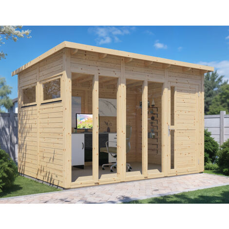 Studio de jardin bois Bertilo 19mm Pentus 3 avec plancher 7,65m² natural