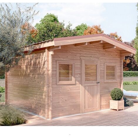 STUDIO DE JARDIN OUTRIAZ 15M² - BOIS DOUGLAS 55MM - PORTE & FENETRE BOIS - TOITURE ACIER
