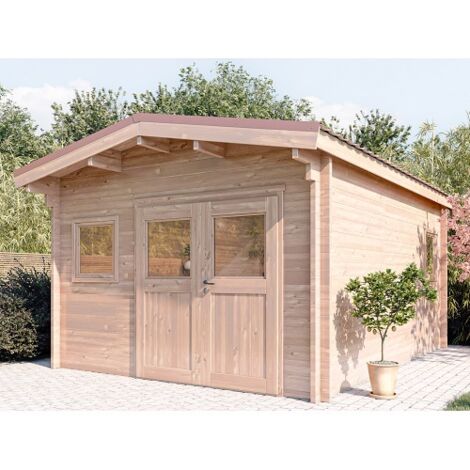 STUDIO DE JARDIN OYONNAX 20M² - BOIS DOUGLAS 55MM - PORTE & FENETRE BOIS - TOITURE ACIER