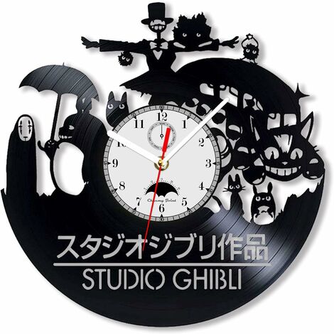 Studio Ghibli Anime Vinyle Horloge Murale Anime Film pour Enfant - Décoration pour Chambre d'enfant My Neighbor Totoro Horloge Disque Vinyle Princesse Mononoke. thsinde